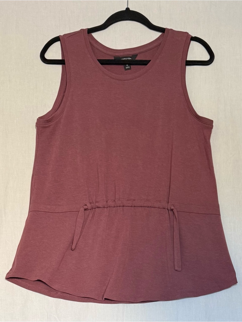 Simply Vera Vera Wang Women’s Sleeveless Top Partial Drawstring Waist Mauve M